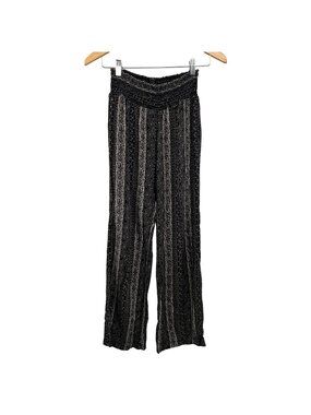Cabi Womens Print Casual Pants Pull On Smocked Waist Black/Multi Size Small